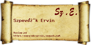 Szpevák Ervin névjegykártya